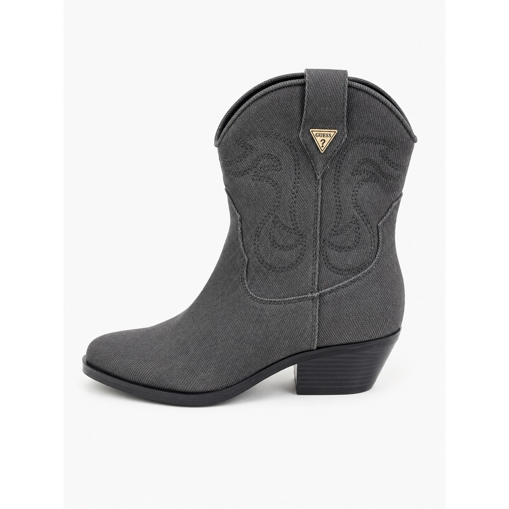 Guess Grey Denim Western Cowboy Boots Pointed Toe Ankle Booties 7.5M